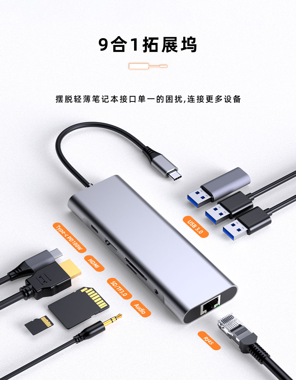 9合1USB HUB擴(kuò)展塢